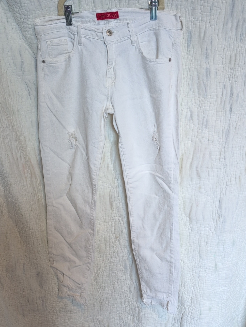 Guess White Slim Distressed Denim Jeans